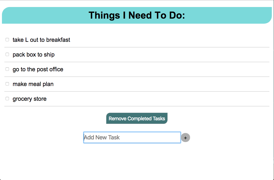 screenshot of todo list